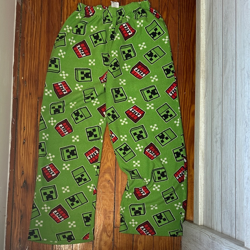 Minecraft Green Kids Pajama Pants with Fun Print